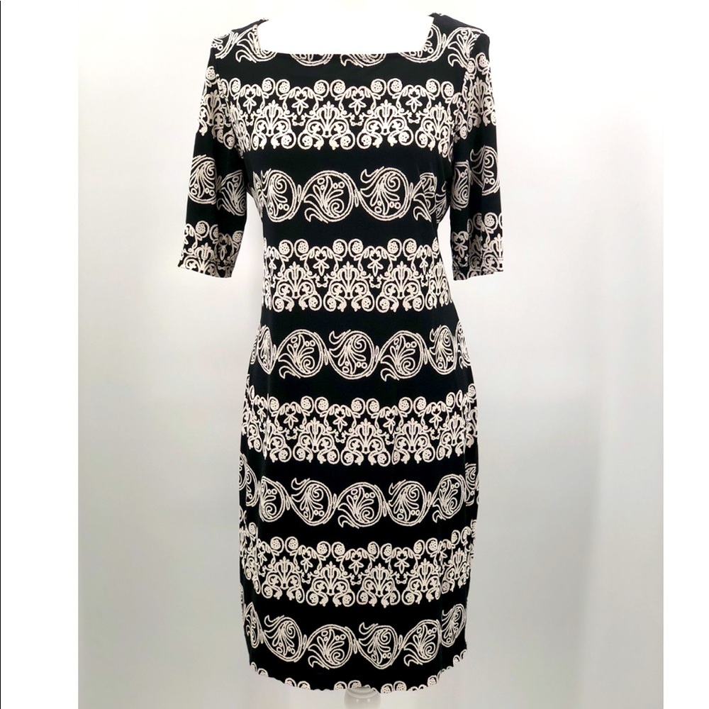 Neiman Marcus brand shift dress black w/ white